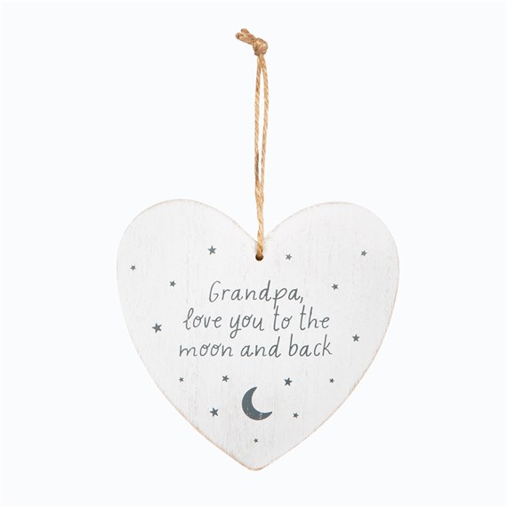 Grandpa Love You to the Moon and Back Heart Plaque