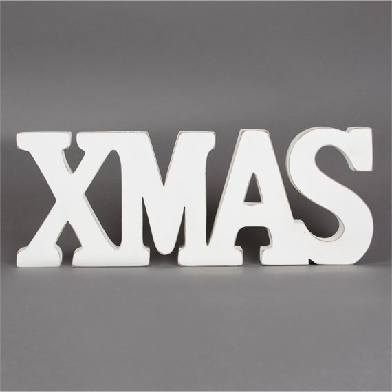 White Rustic Xmas Standing Decoration