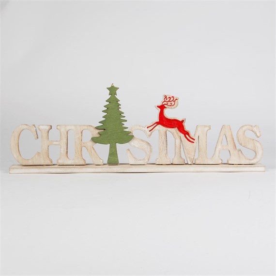 Rustic Wood Christmas Standing Decoration
