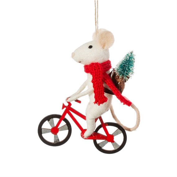 Bicycle Delivery Mouse Felt Decoration