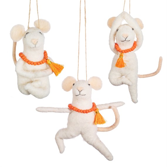 Yoga Mouse Felt Decoration Assorted