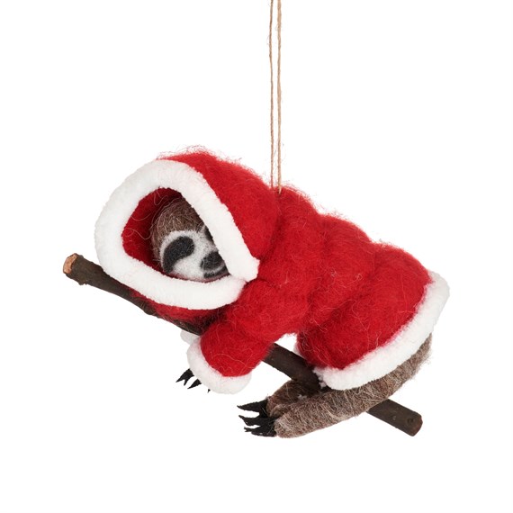 Sloth in Puffer Jacket Felt Decoration