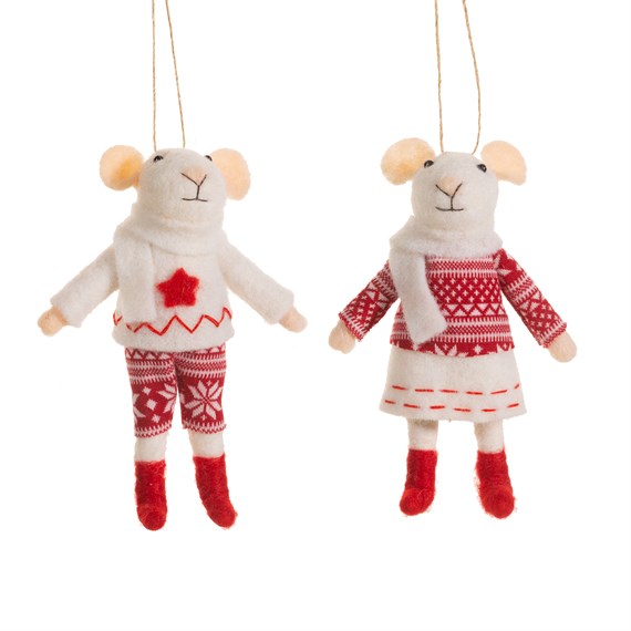 Mouse in Jumper Felt Decoration Assorted