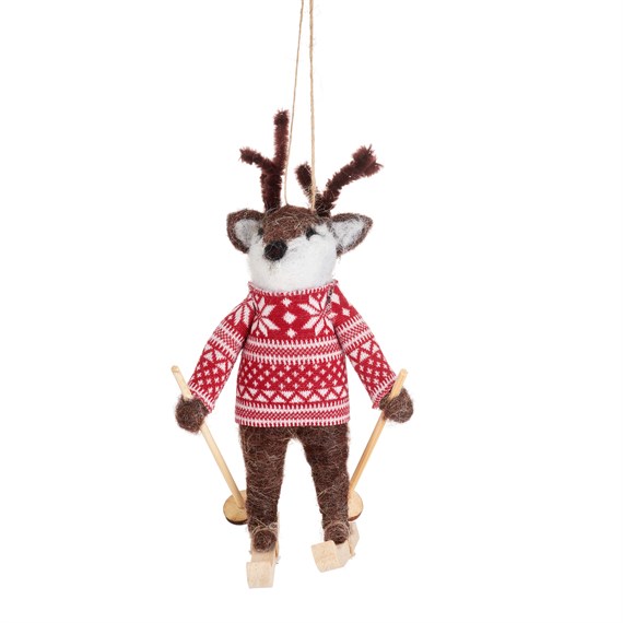 Skiing Reindeer in Jumper Felt Decoration