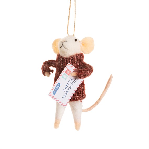 Mouse with Letter to Santa Felt Decoration