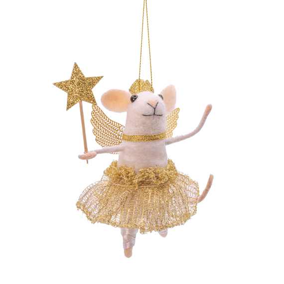 Fairy Mouse with Wand Felt Decoration