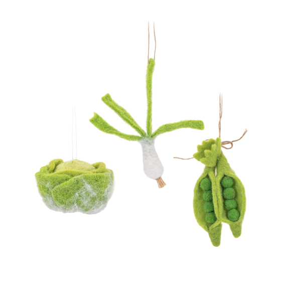 Winter Vegetable Felt Decorations - Assorted