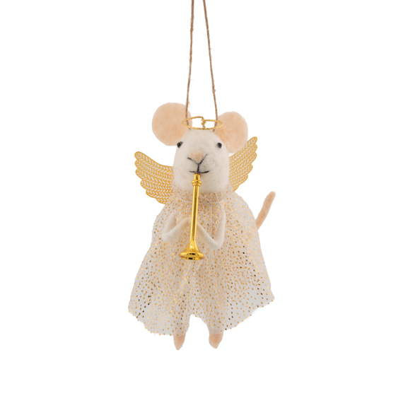 Angel Mouse Playing the Trumpet Felt Decoration