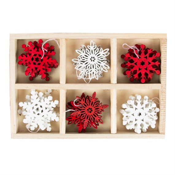Set of 24 Laser Cut Festive Snowflake Hanging Decorations