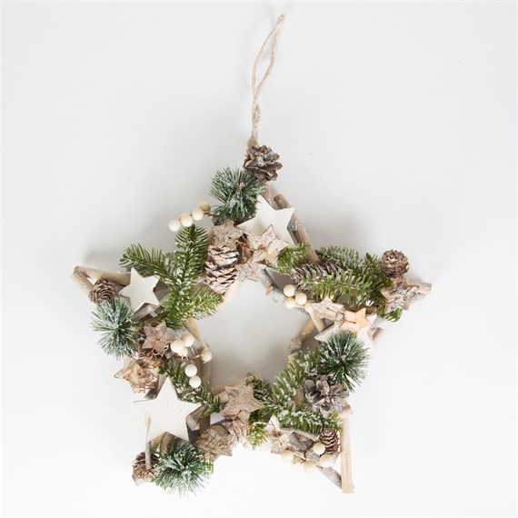 Evergreen Pinecone Christmas Star Hanging Decoration