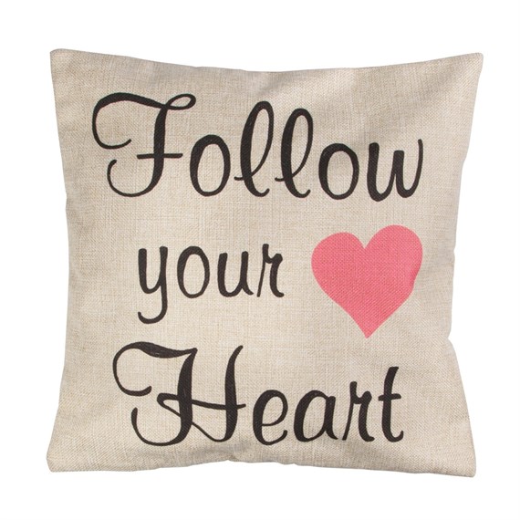 Follow Your Heart Retro Cushion with Inner