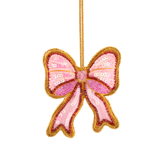 Pink Bow Beaded Decoration