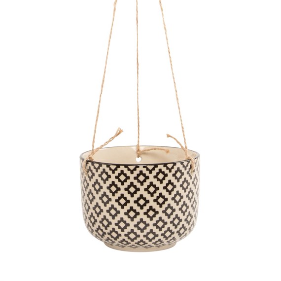 Black Geo Tahlia Hanging Planter