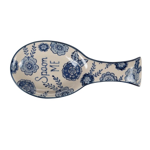 Blue Willow Floral Spoon Rest