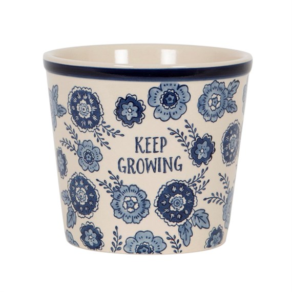 Blue Floral Keep Growing Planter