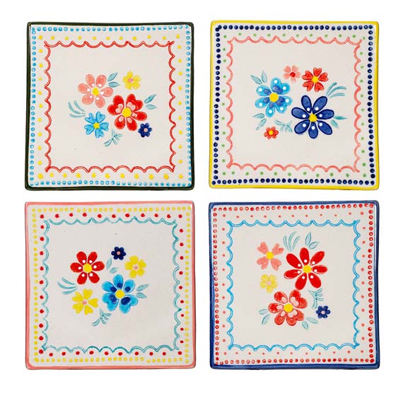 Folk Floral Coasters - Set of 4