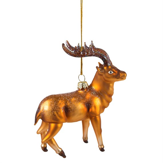 Glitter Stag in Light Brown Hanging Decoration