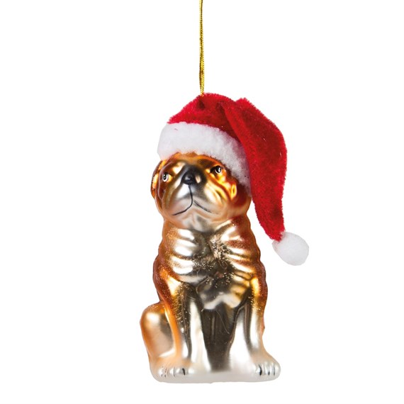Christmas Dog with Hat Hanging Decoration