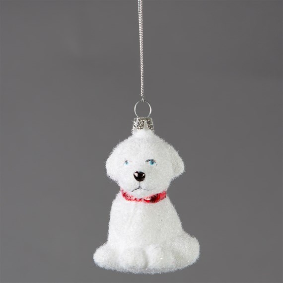 Snowy Puppy Textured Hanging Decoration