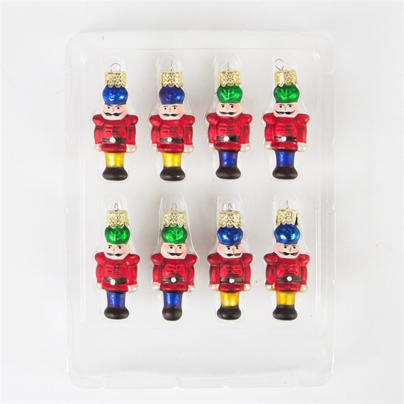 Set of 8 Mini Nutcracker Soldiers Hanging Decorations