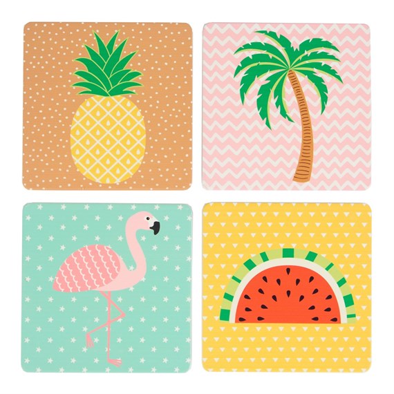 Set of 4 Tropical Summer Coasters