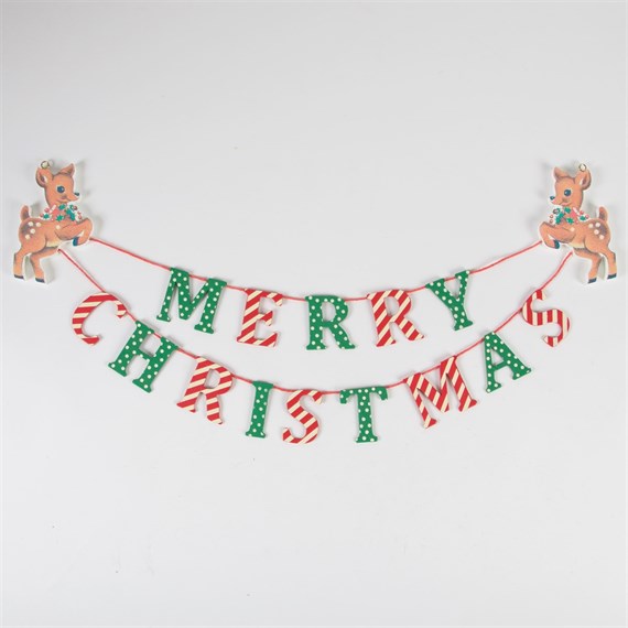 Merry Christmas Double String Garland with Reindeer