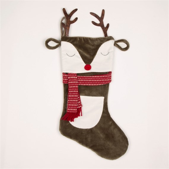 Reindeer with Antlers Christmas Stocking
