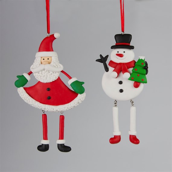 Santa Snowman Dangling Legs Decoration Assorted