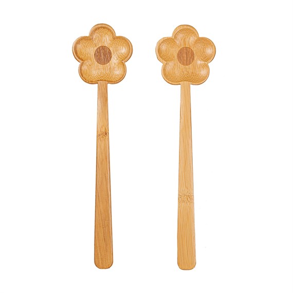 Flower Bamboo Salad Servers