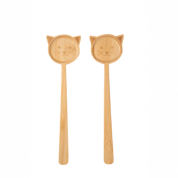 Cat Bamboo Salad Servers
