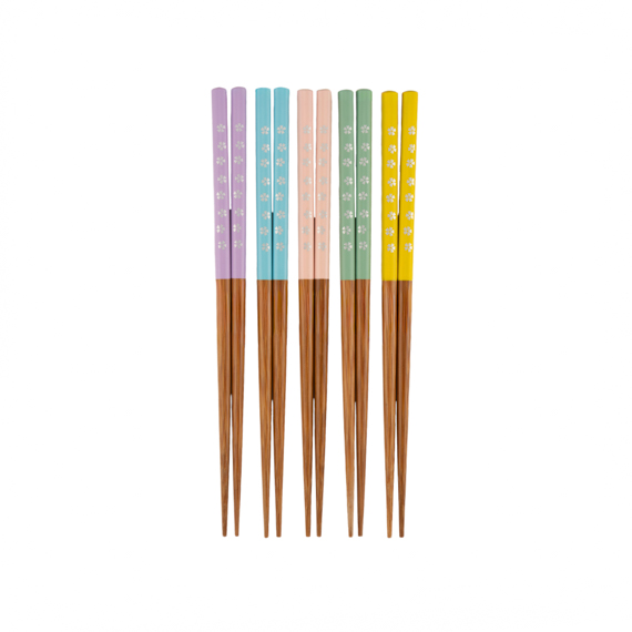Pastel Cherry Blossom Bamboo Chopsticks - Set of 5