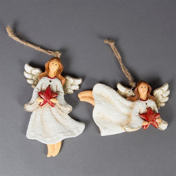 Gracious Angel with Red Star Decoration Large Assorted