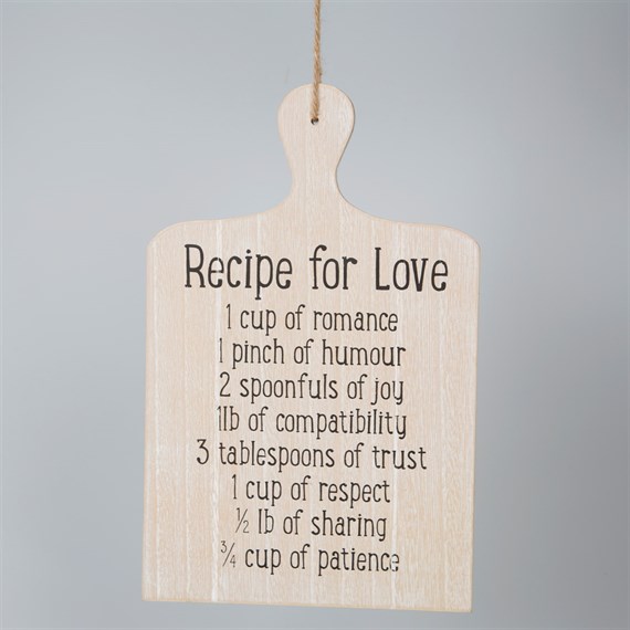 Recipe for Love Hanging Chopping Board Decoration