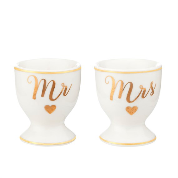 Gold Mr & Mrs Egg Cups - Set of 2