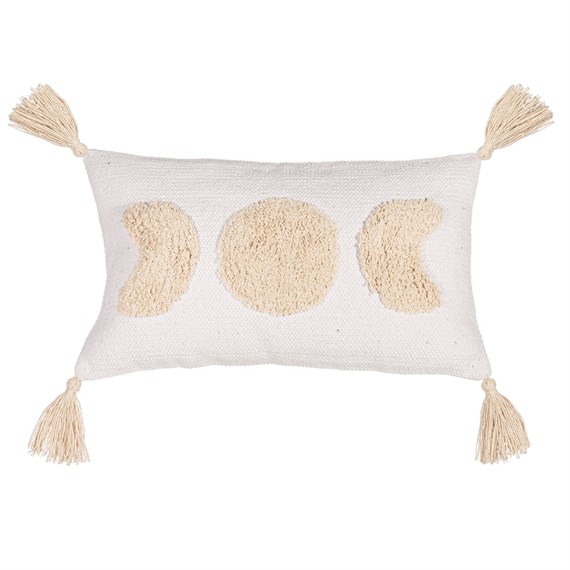 Moon Phases Tufted Cushion Cover White