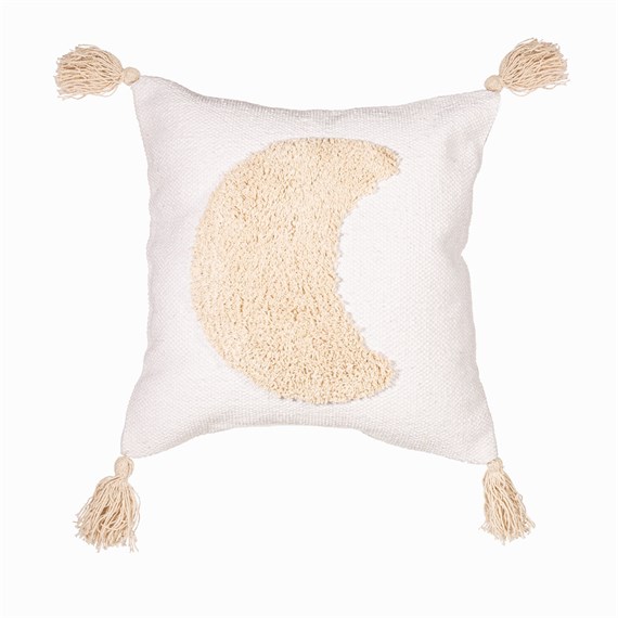 Crescent Moon Tufted Cushion Cover White