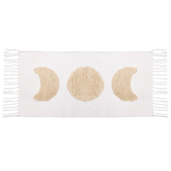 Moon Phases Tufted Rug White