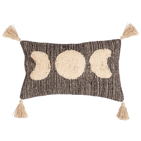 Moon Phases Tufted Cushion Cover Black
