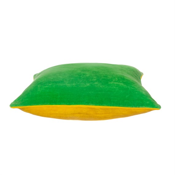 Green & Yellow Two Tone Velvet Cushion Cover