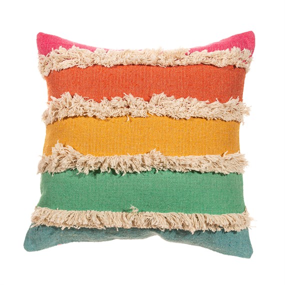 Rainbow Stripe Tufted  Cushion Cover