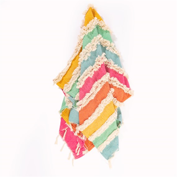 Rainbow Stripe Tufted Throw