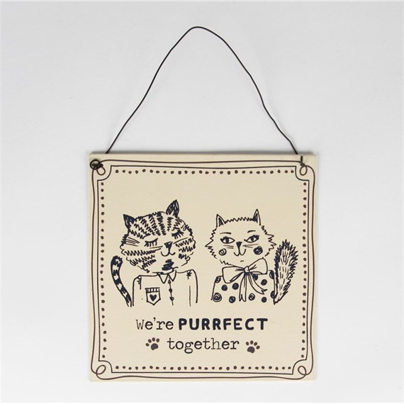We Are Purrfect Illustrated Cats Plaque