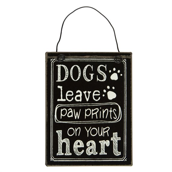 Dogs Paw Prints Chalkboard Style Small Plaque