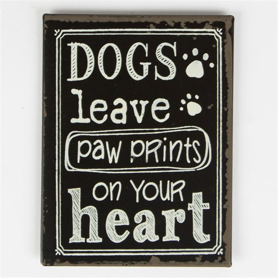 Dogs Paw Prints Chalkboard Style Magnet
