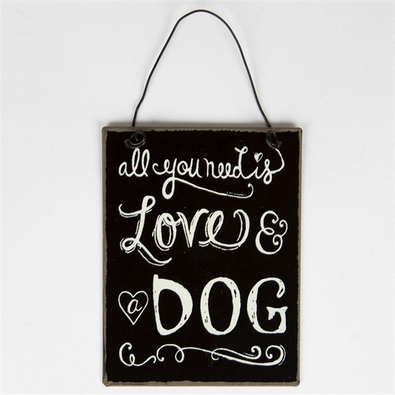 Love & a Dog Chalkboard Style Medium Plaque
