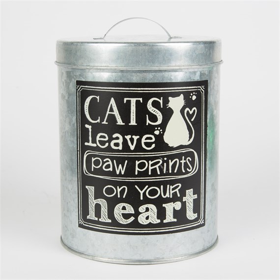 Cats Paw Prints Chalkboard Style Pet Food Storage