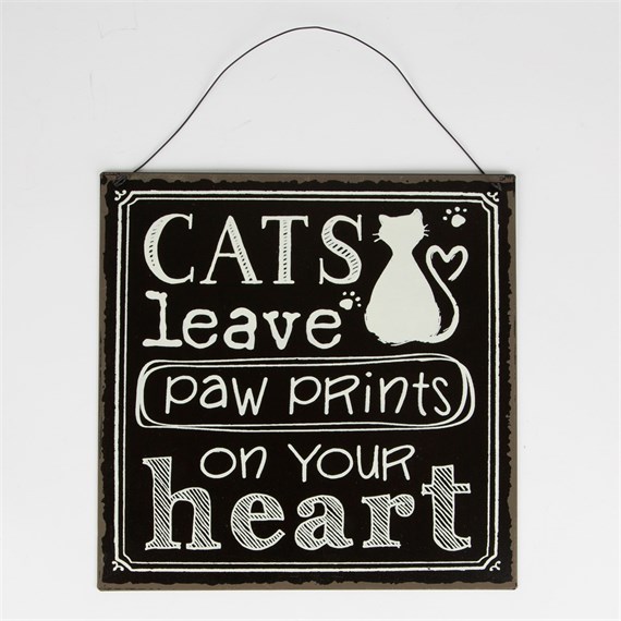 Cats Paw Prints Chalkboard Style Plaque