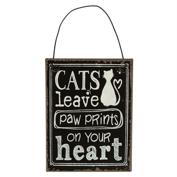 Cats Paw Prints Chalkboard Style Small Plaque