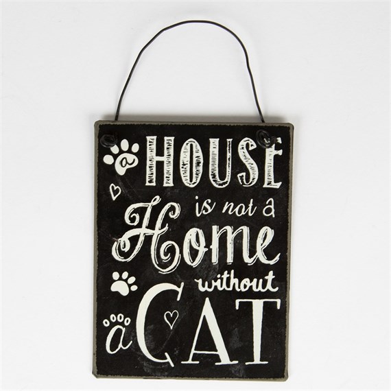 Cat Home Chalkboard Style Small Plaque