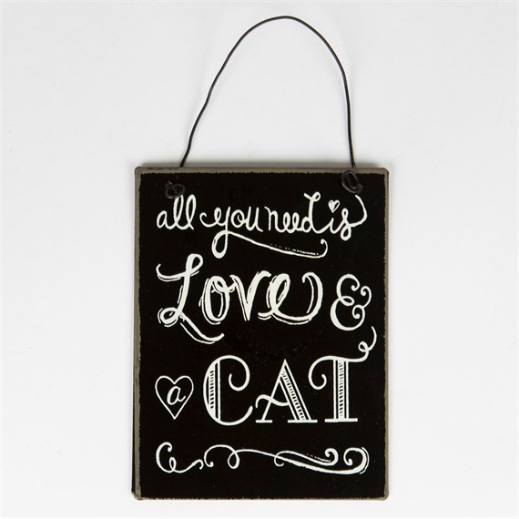 Love & a Cat Chalkboard Style Medium Plaque